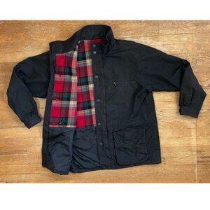 Vintage Mens Eddie Bauer Wool Lined Jacket Size Large 90s Black Utility Chore